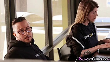 Stunning busty office MILF pussysmashed