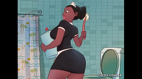 Fudendo o cuzinho da empregada bunduda no banheiro de casa... Esfregão na empregada - Os Sacanas Filminho