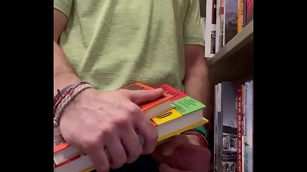 Jerking off at the bookstore. Public masturbation