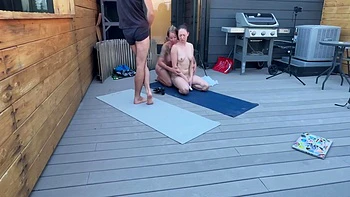 Threesome Yoga Big Tits And Big Fit Ass Was Creampied Hard