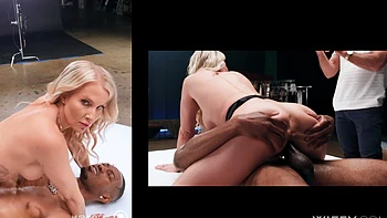 Andi Avalon rides huge black cock in reverse cowgirl position