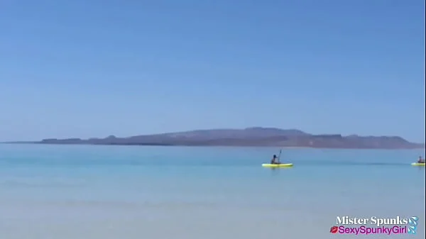 Shhh! The Beach is Crowded!  Public Blowjob & Cum on Tits