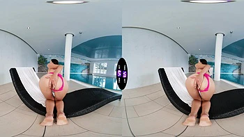 Glam teen Vixi Rafi poses by the pool in lingerie