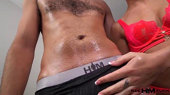 Slim Gal Goes Down On Dan Damages Shaved Ass!