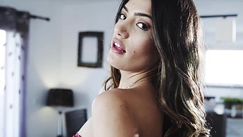 Brunette Penelope Cross with long hair enjoys sensual sex with Nick Ross