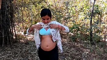 Beautiful Indian Wife Kamini Outdoor Striptease Solo Sex