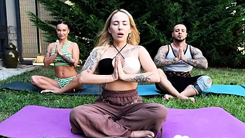 Yoga instructor shares my cock with my neighbor