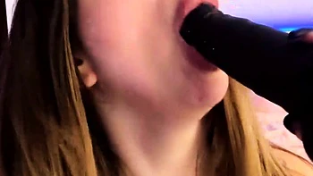 Hot damsel gargles and blows fake penis - best fuck-fest