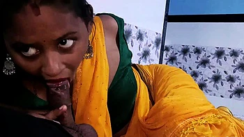 Young Hot Indian Wife Giving Deep Throat Blowjob