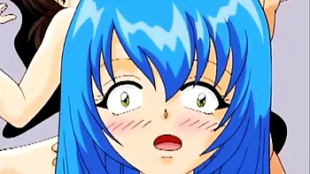 Blue haired japanese anime teen