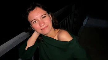 Balcony Cock Tease With A Hot Brunette