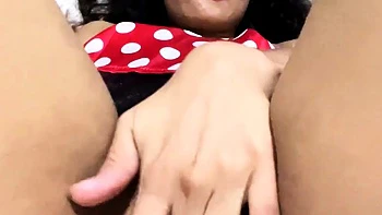 Young woman in costume just thought about a big cock in her