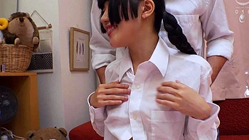 Slutty brunette asian teen blowjob and titfuck