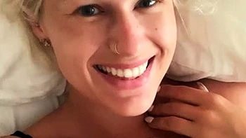 Cute blonde with big boobs solo