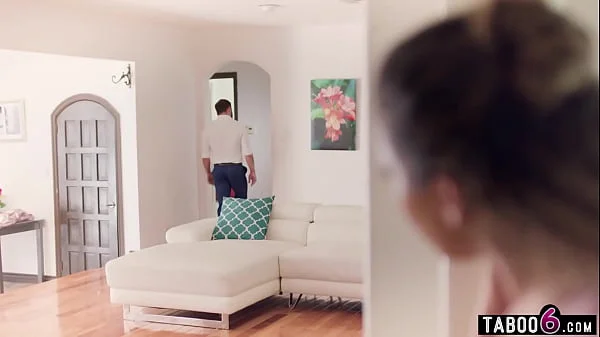 Suspicious latina MILF wife catches husband Liv Revamped jerking off his big dick