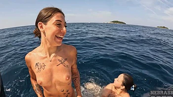 Abbie storm, dora the explorer, makes lesbian love with Vanessa Klein on the boat