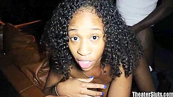 Happy Beauty Black Chick Banged In Porno Theater!