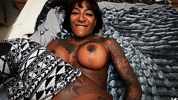 Ebony Josy black gets her asshole gapped by a huge toy