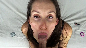 Brunette slut pov blowjob in close up HD