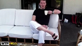 Outdoor sex session with busty brunette