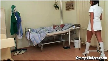 Cock Sucking Nurse Teen 18+ Fucks Old Man