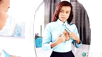 Impressive solo masturbation with a beautiful redhead Raven Redmond