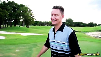 Locker room threesome with two guys and a hot brunette Adriana