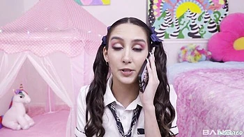 An awesome schoolgirl brunette Natalia Nix rammed by huge wiener