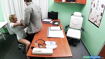 Awesome blonde with round ass Any Little rammed on the table