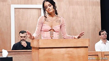 Pretty skinny high-heeled babe Ryan Reid screwed by judge