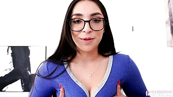 Nerdy doll in glasses Madison Wilde fucked in the bedroom