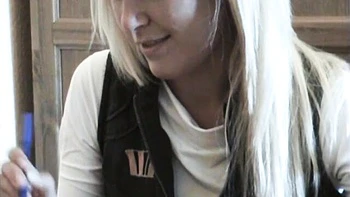 Gorgeous blonde Sophie Moone is making a nice Halloween pumpkin