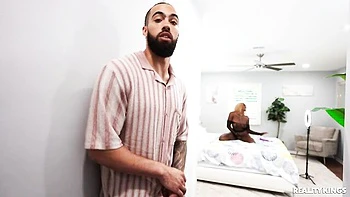 Blonde ebony Stephanie Raee looks great with a big cock inside