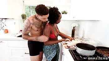 Black goddess with nice ass Elsie rammed by hard white cock