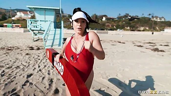 Beautiful busty brunette Angela White rammed in the cowgirl pose