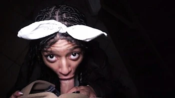 Awesome sideways pose fuck with a busty ebony Vicky Menage