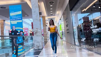 Megan Wetting Jeans In The Shopping Mall