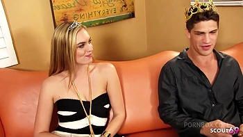 Blonde Beauty Teen with Pigtails and Glasses Pick Up and talk to Fuck her First Whitezilla Monster Cock at Casting