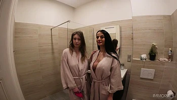 Squirting Justice For Perverts Spying On Busty Showering Beauties