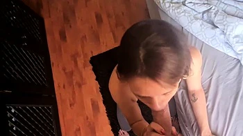 Skinny Brunette's POV Morning Blowjob