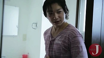 Beautiful asian girl sucks her bf's cock in the bathroom