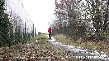 Spicy outdoor pissing with a long-legged babe Joana Intense