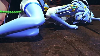 Robot Girl Takes Anal Beads in Her Ass