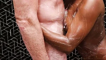 Ebony with nice hairy pussy Tessa Thomas rammed by white lover