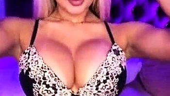 Sexy Blonde Babe With Big Boobs Strips Bra