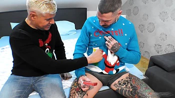 Maddy Black's Anal Squirting Taboo Threesome on Christmas Eve