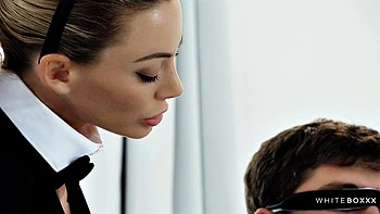 Gorgeous blonde babe masturbates on her BF