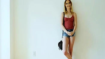 Tiny blonde teen porks her pussy with toys