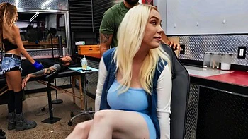 Gigi Strips in the Tattoo Shop