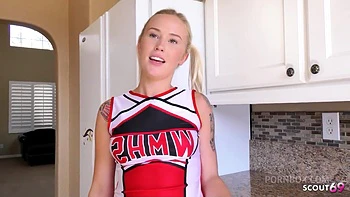 Pigtails Cheerleader Teen Layla Love with Round Ass get Fucked by Step-Dad